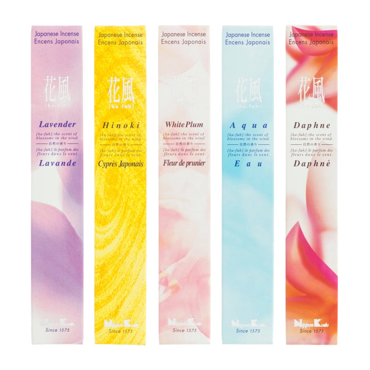 5 Packunegn Mixed Japanische Räucherstäbchen Ka Fu I Aqua Hinoki Lavendel Weiße Pflaume